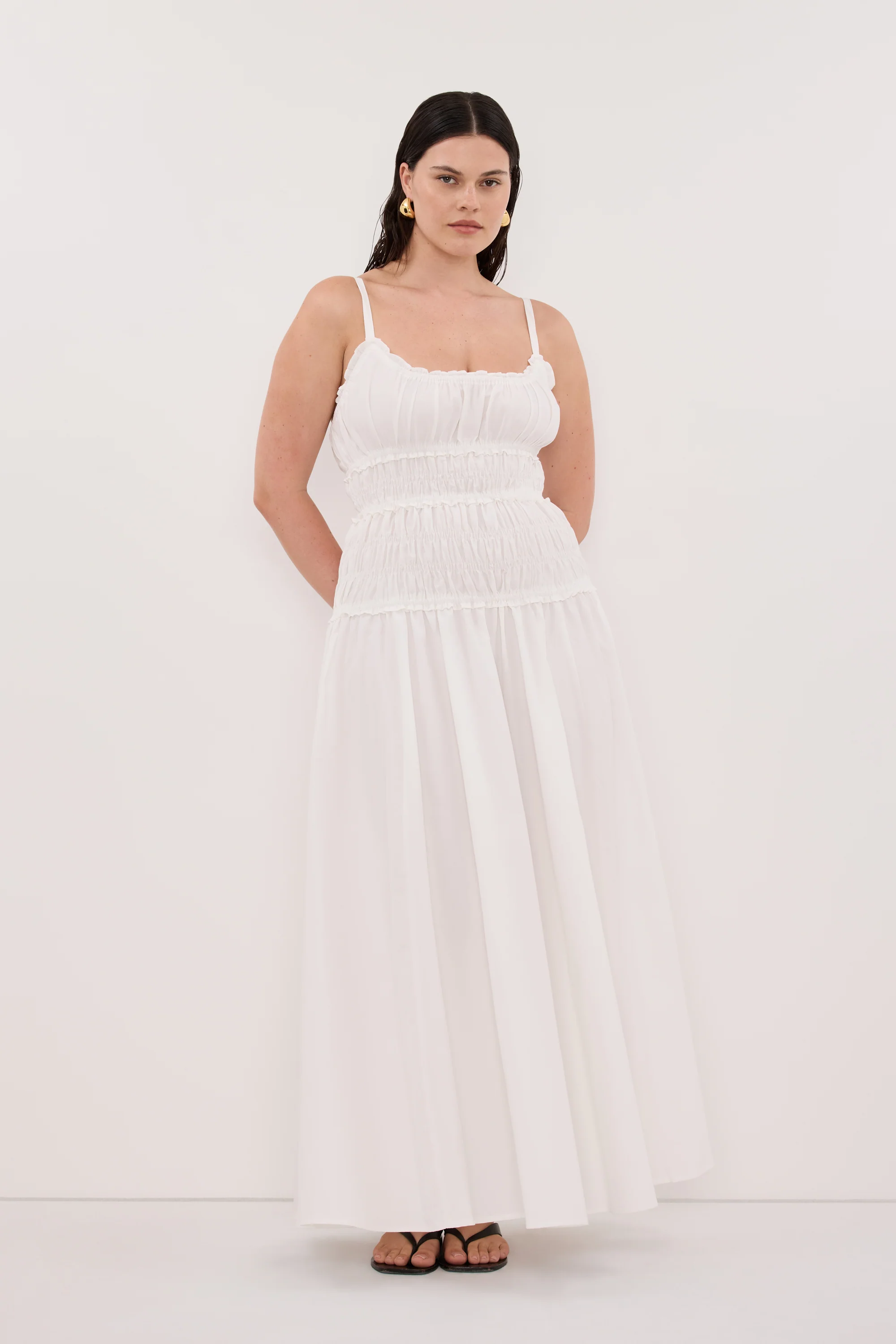 TOBY WHITE COTTON MIDI DRESS - Image 5