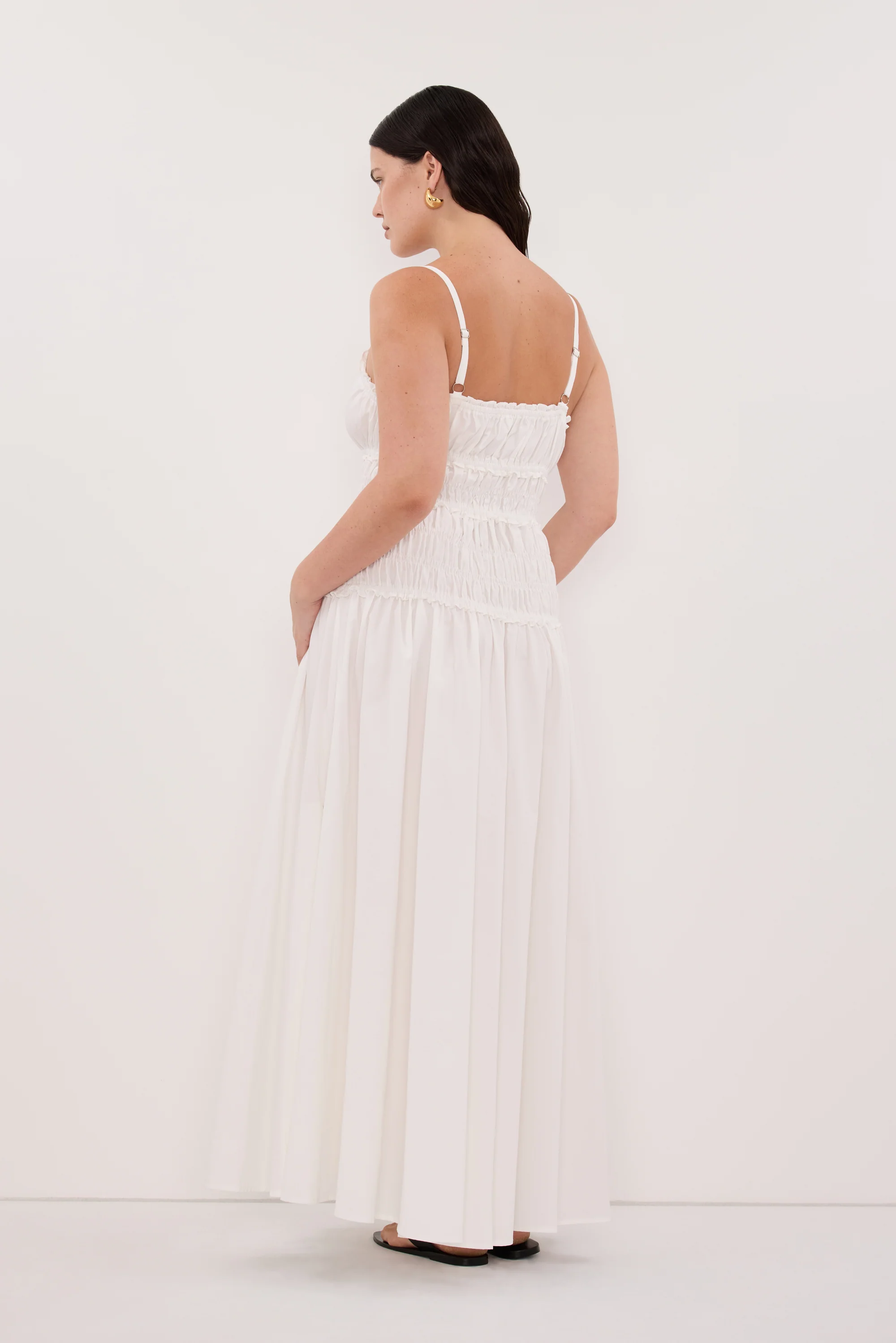 TOBY WHITE COTTON MIDI DRESS - Image 6