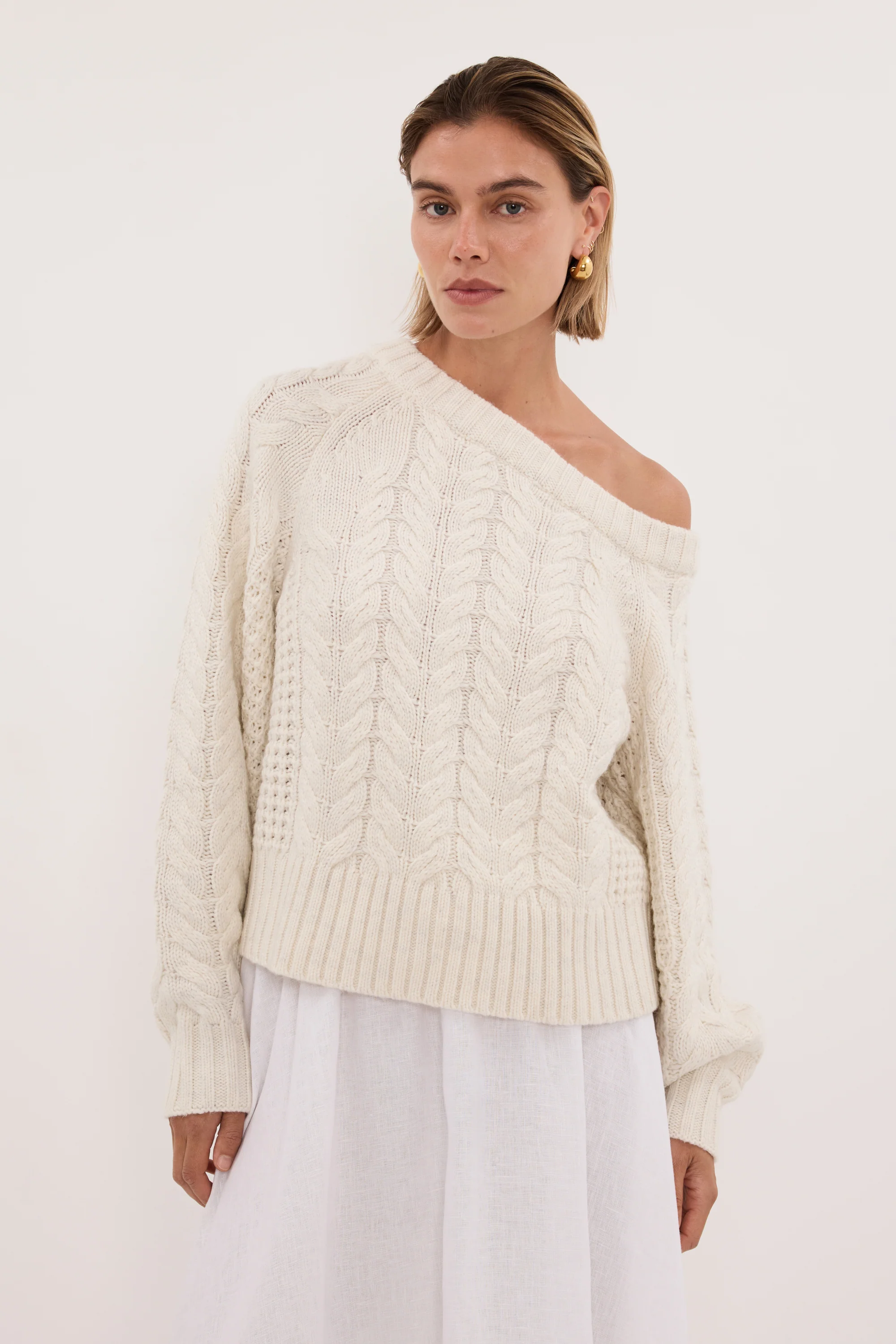 TOM CREAM ASYM KNIT JUMPER - Image 4