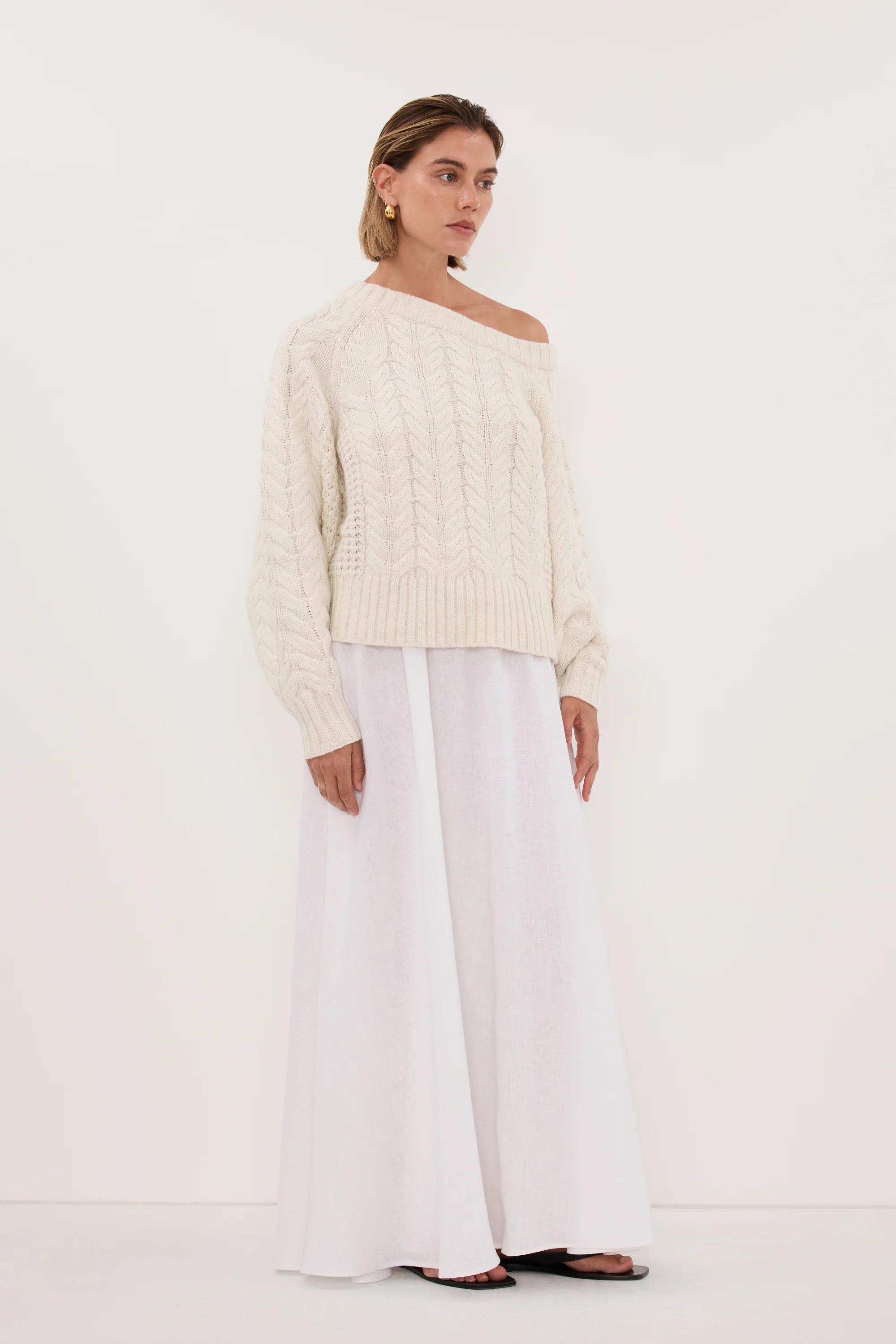TOM CREAM ASYM KNIT JUMPER - Image 5