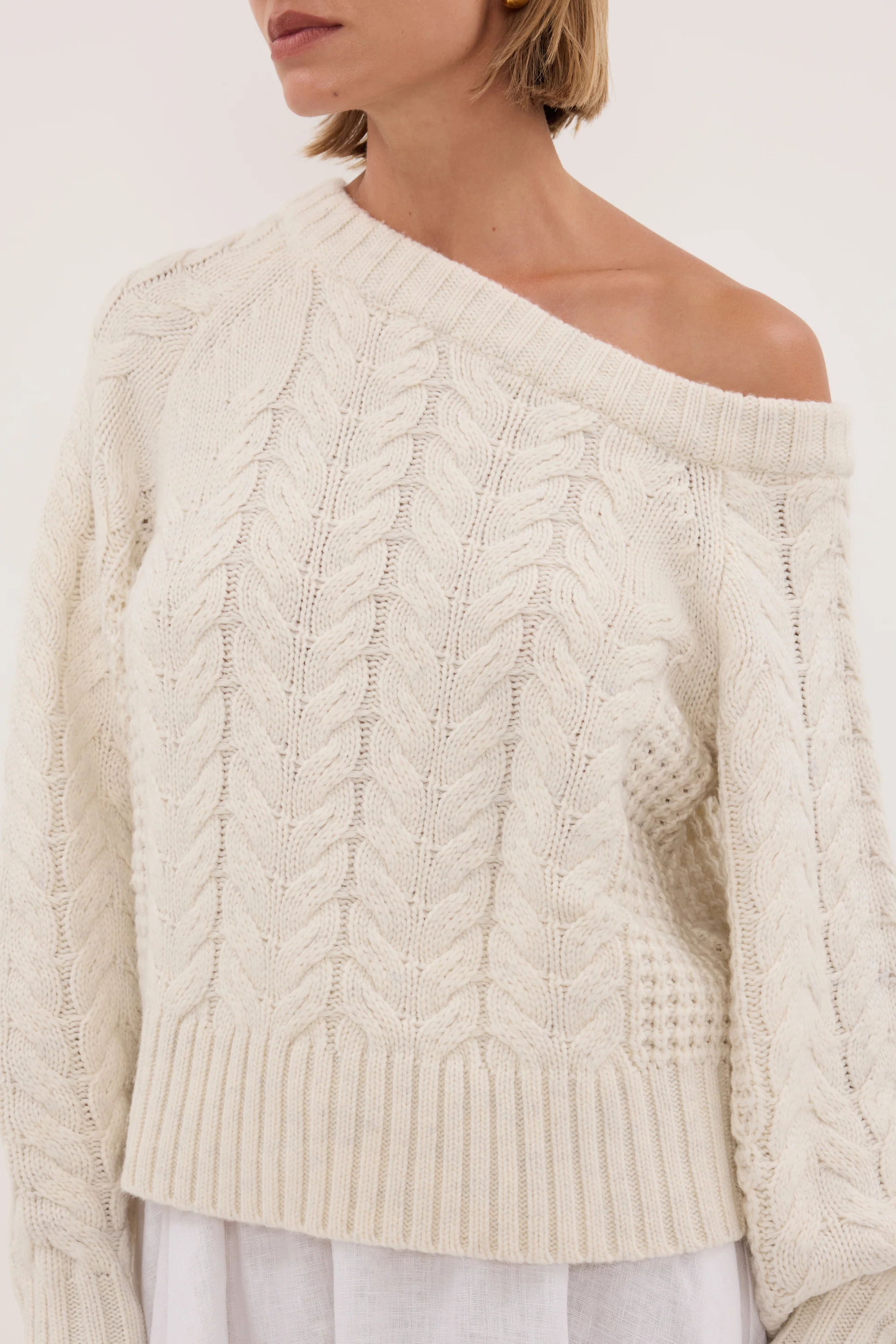 TOM CREAM ASYM KNIT JUMPER - Image 7