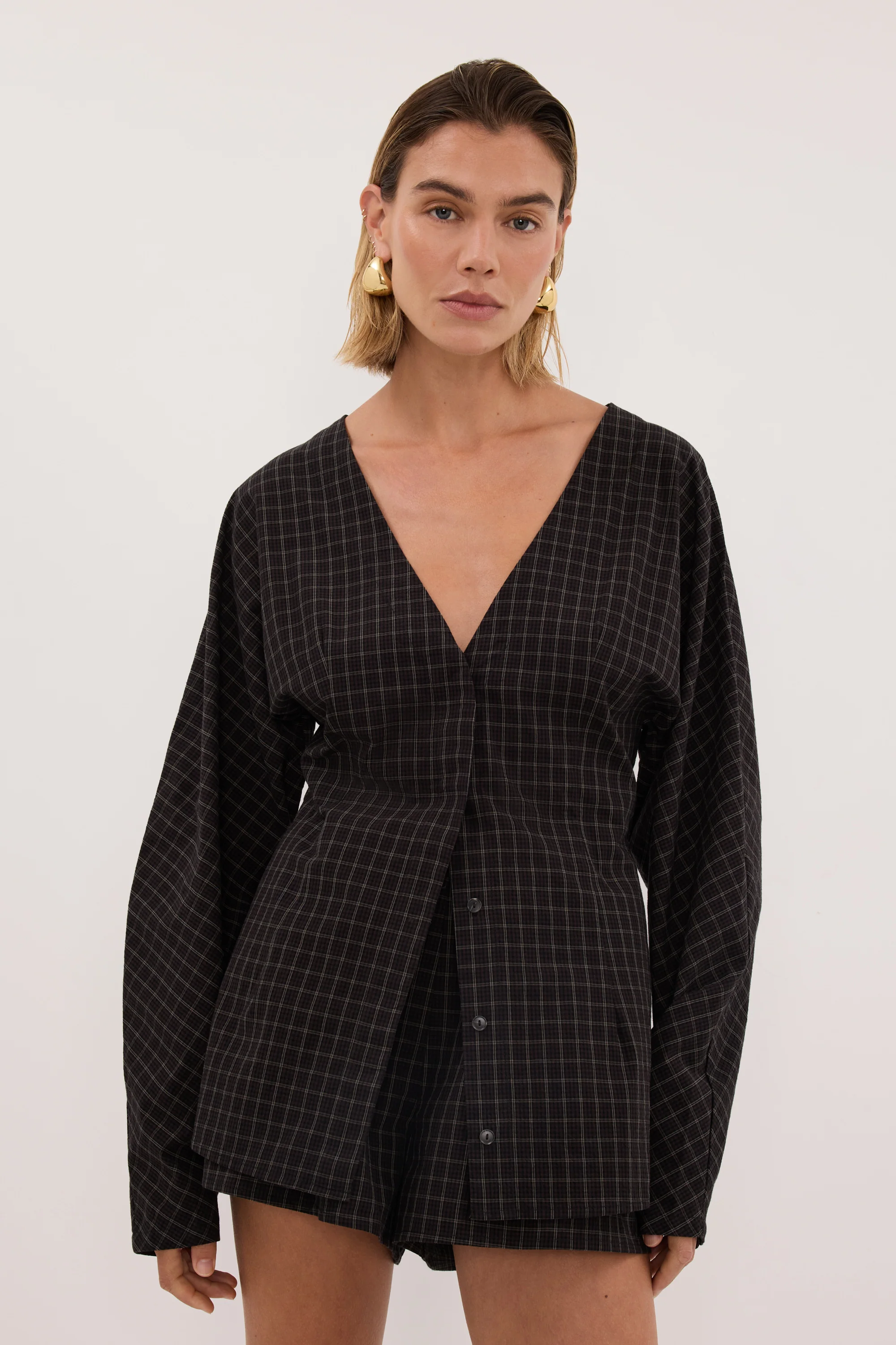 TOVA INK CHECK FITTED SHIRT - Image 7