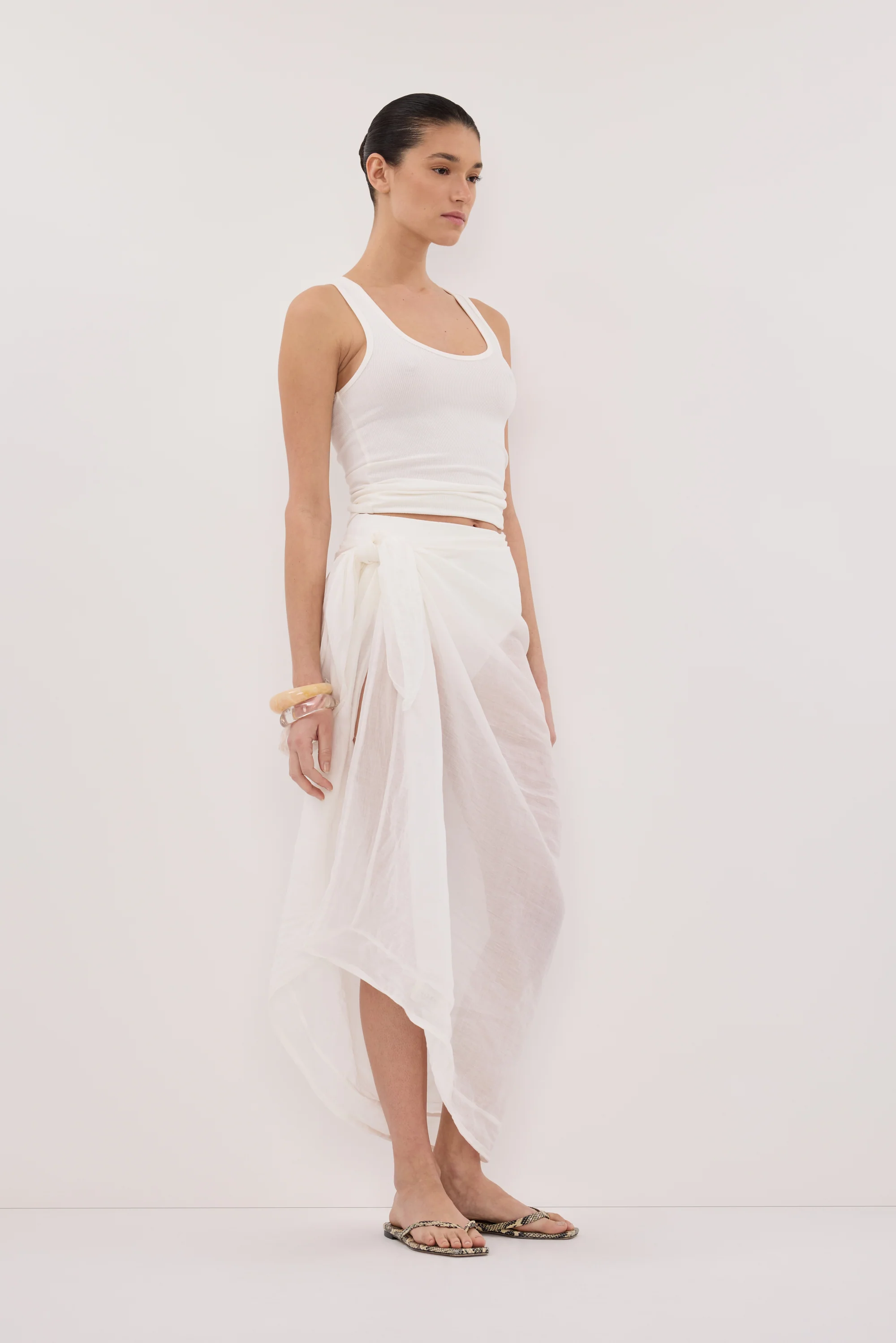 TROPEZ WHITE RAMIE SARONG - Image 3
