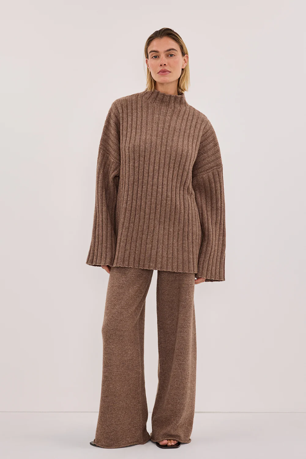 TUCSON MOCHA HIGH NECK KNIT JUMPER