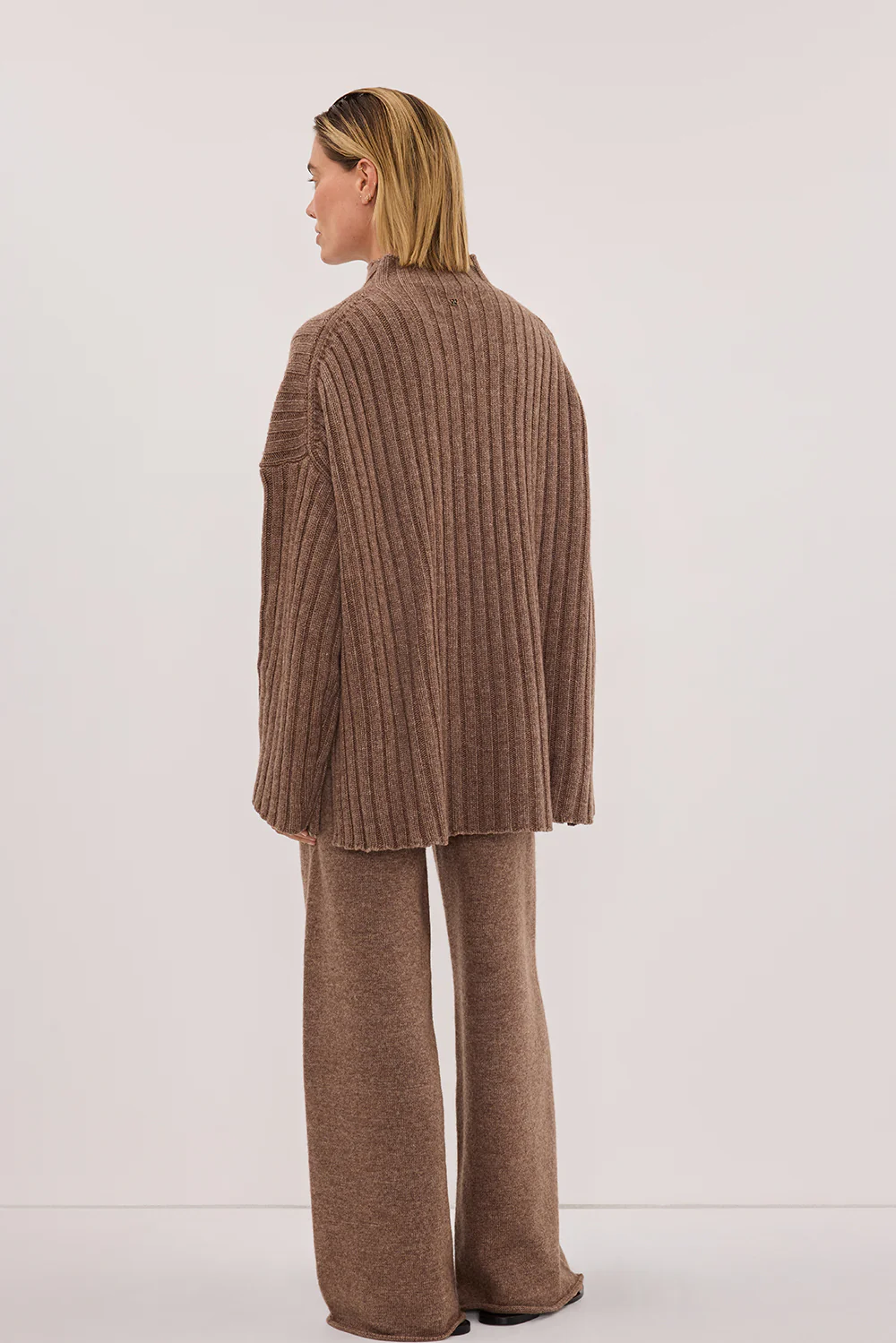 TUCSON MOCHA HIGH NECK KNIT JUMPER - Image 4