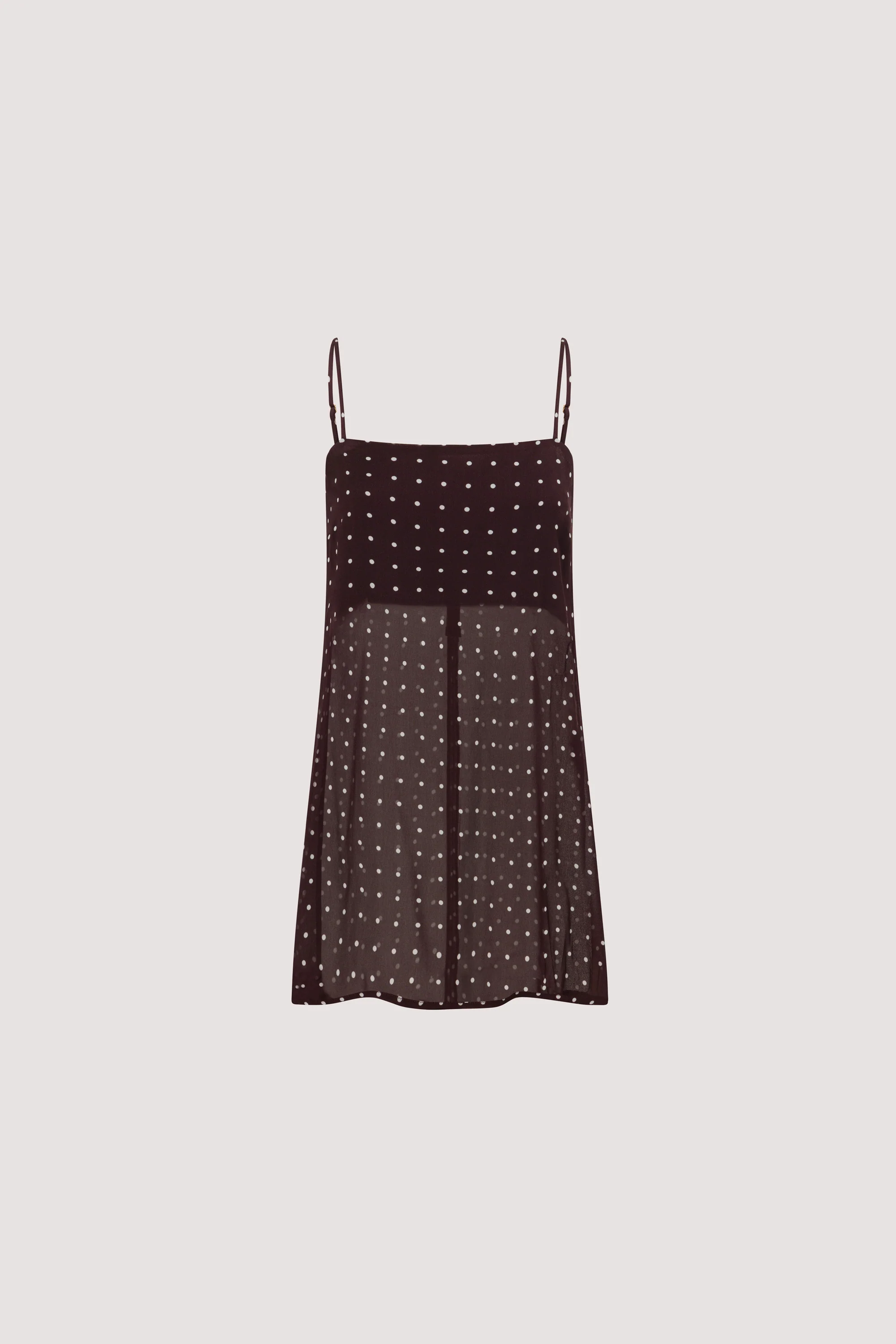 VANESSA BITTER CHOC SLEEVELESS SPOT CAMI TOP - Image 9