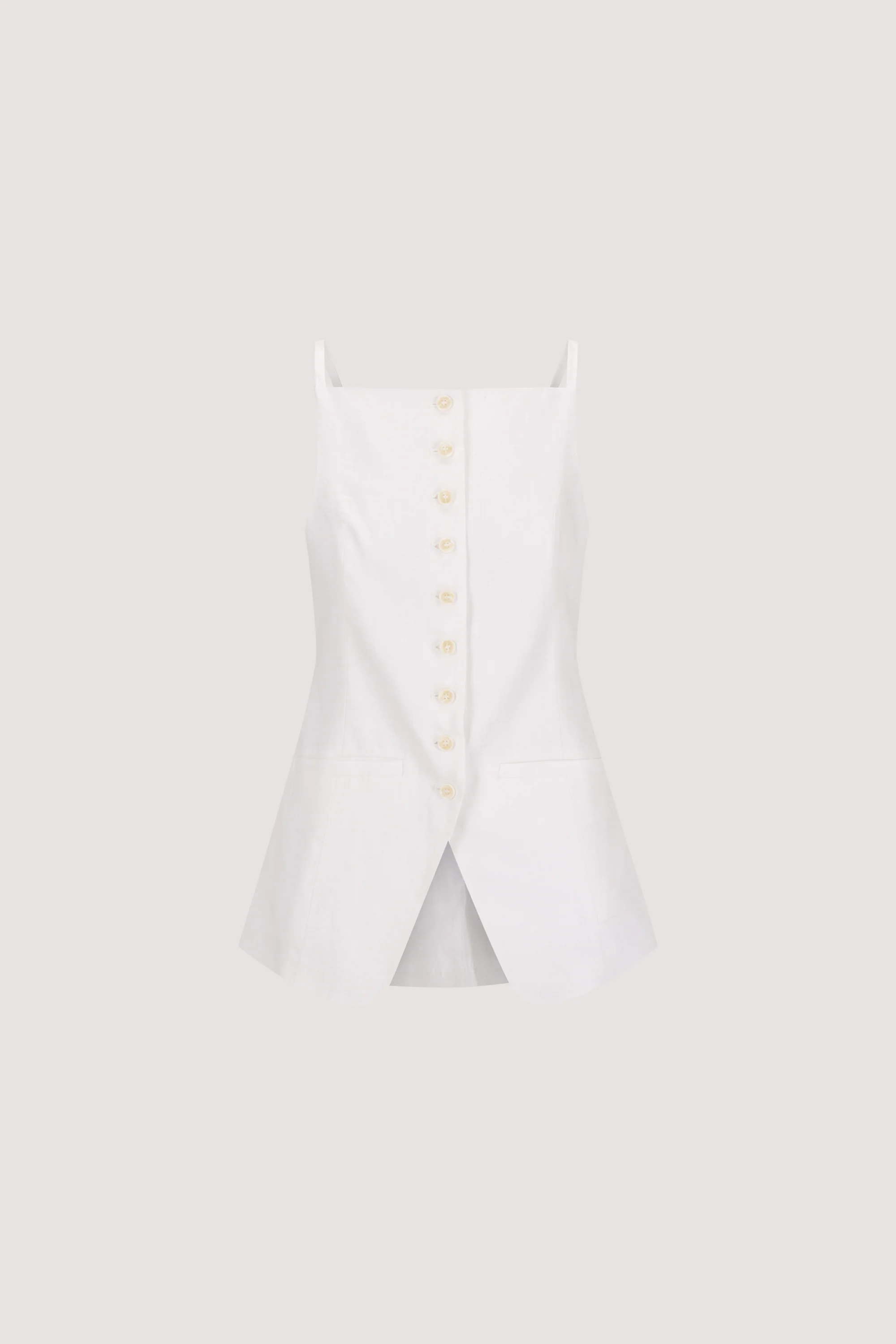 VIV WHITE SLEEVELESS LINEN VEST - Image 6