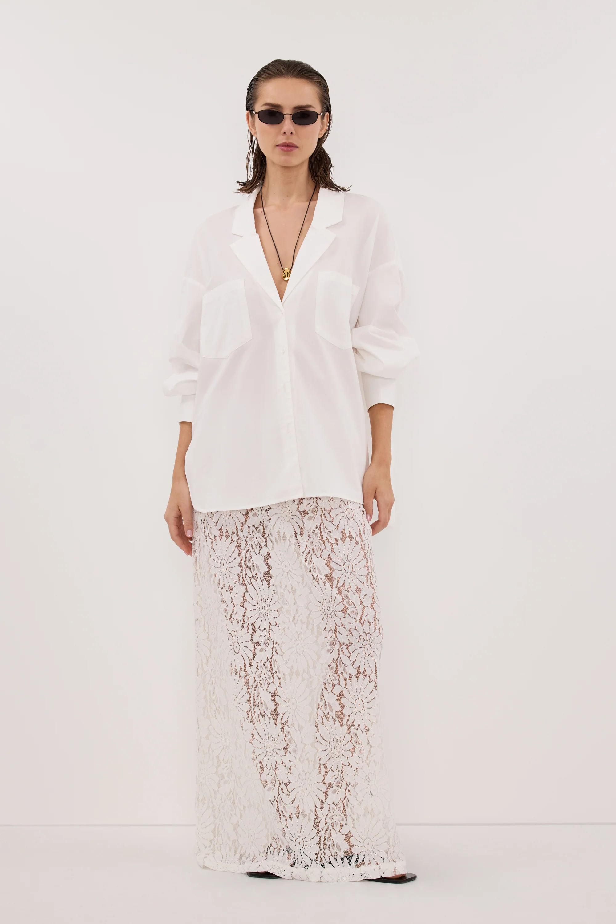 WILMA WHITE LACE MIDI SKIRT - Image 2