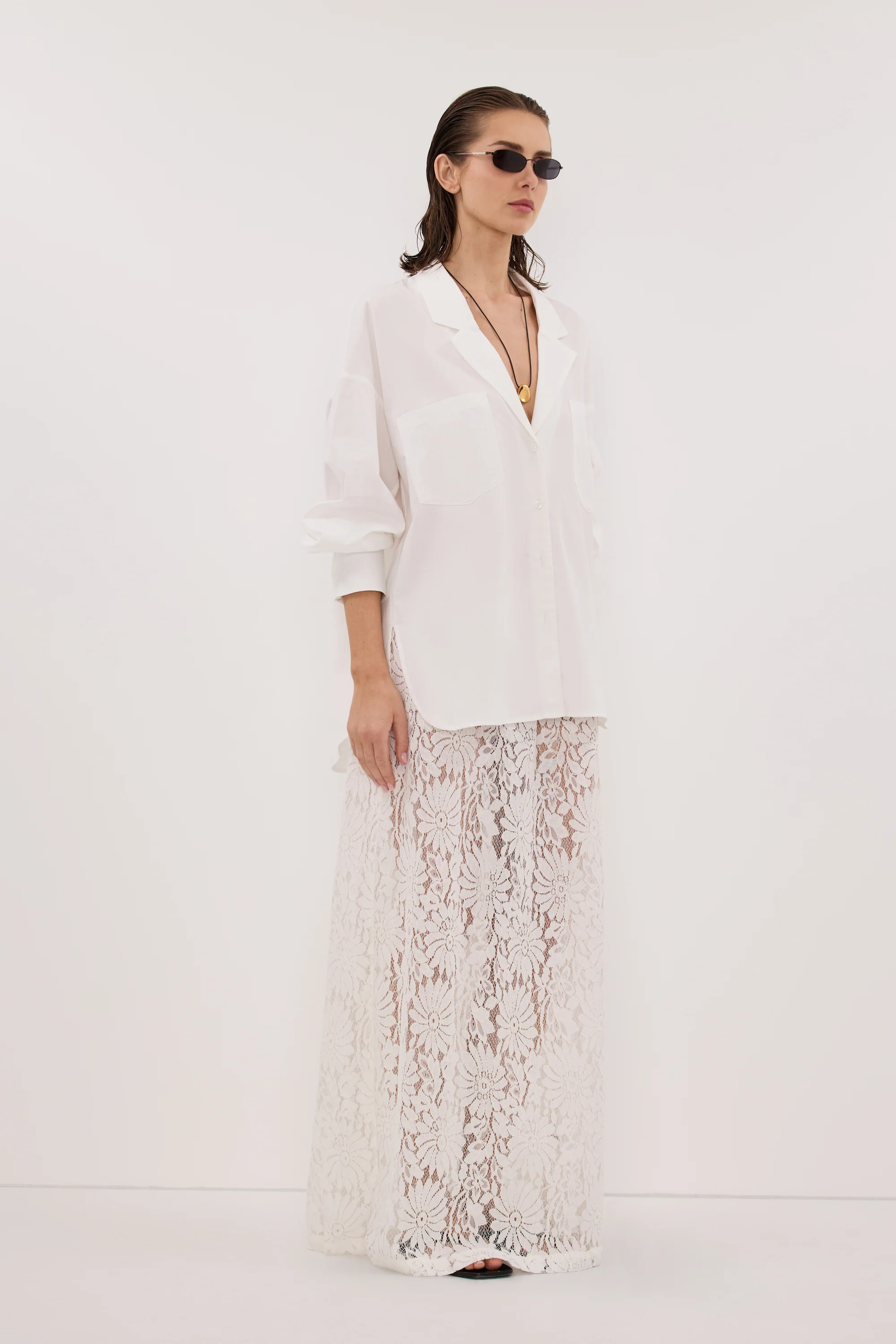 WILMA WHITE LACE MIDI SKIRT - Image 4