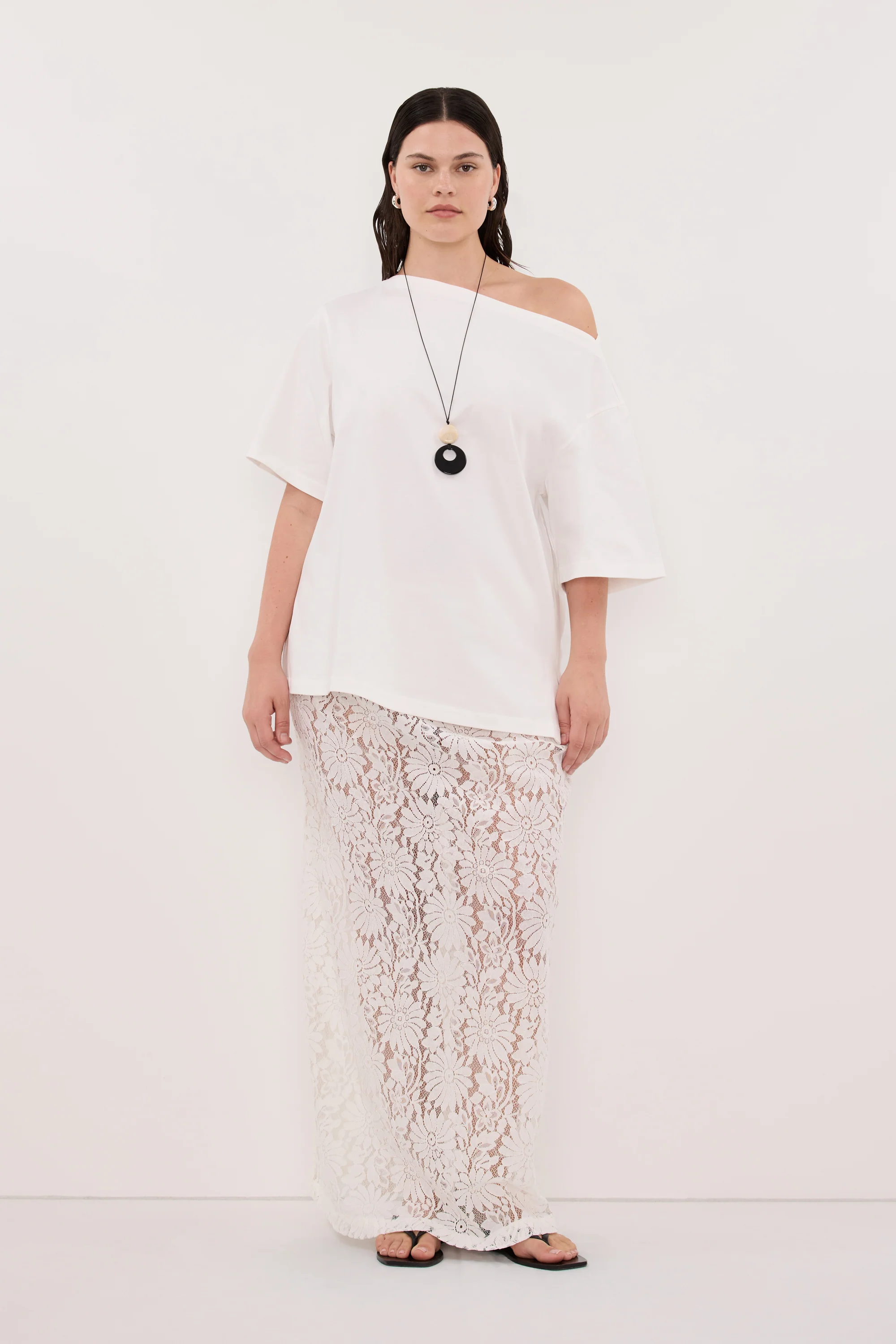WILMA WHITE LACE MIDI SKIRT - Image 7