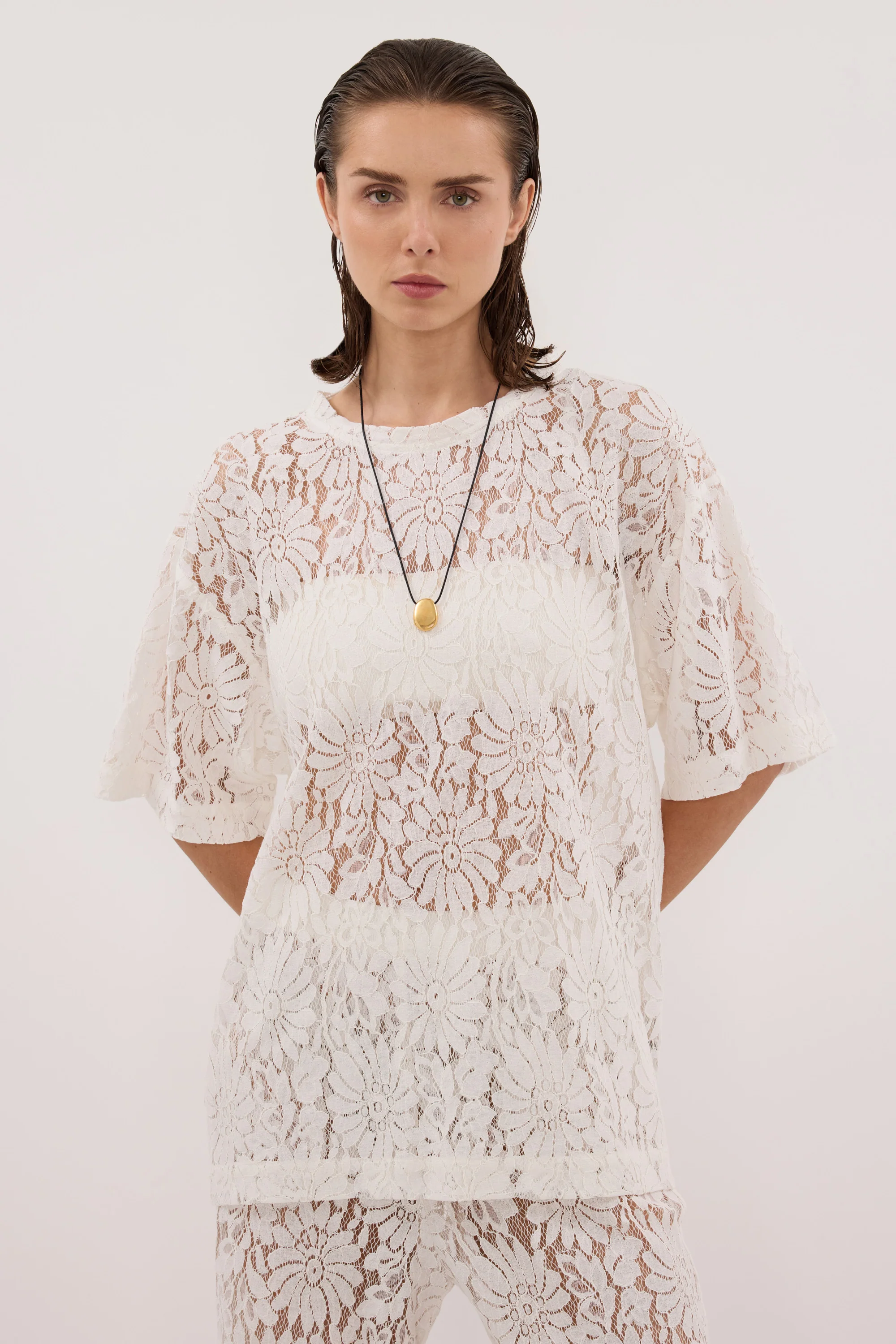 WILMA WHITE LACE TEE - Image 2