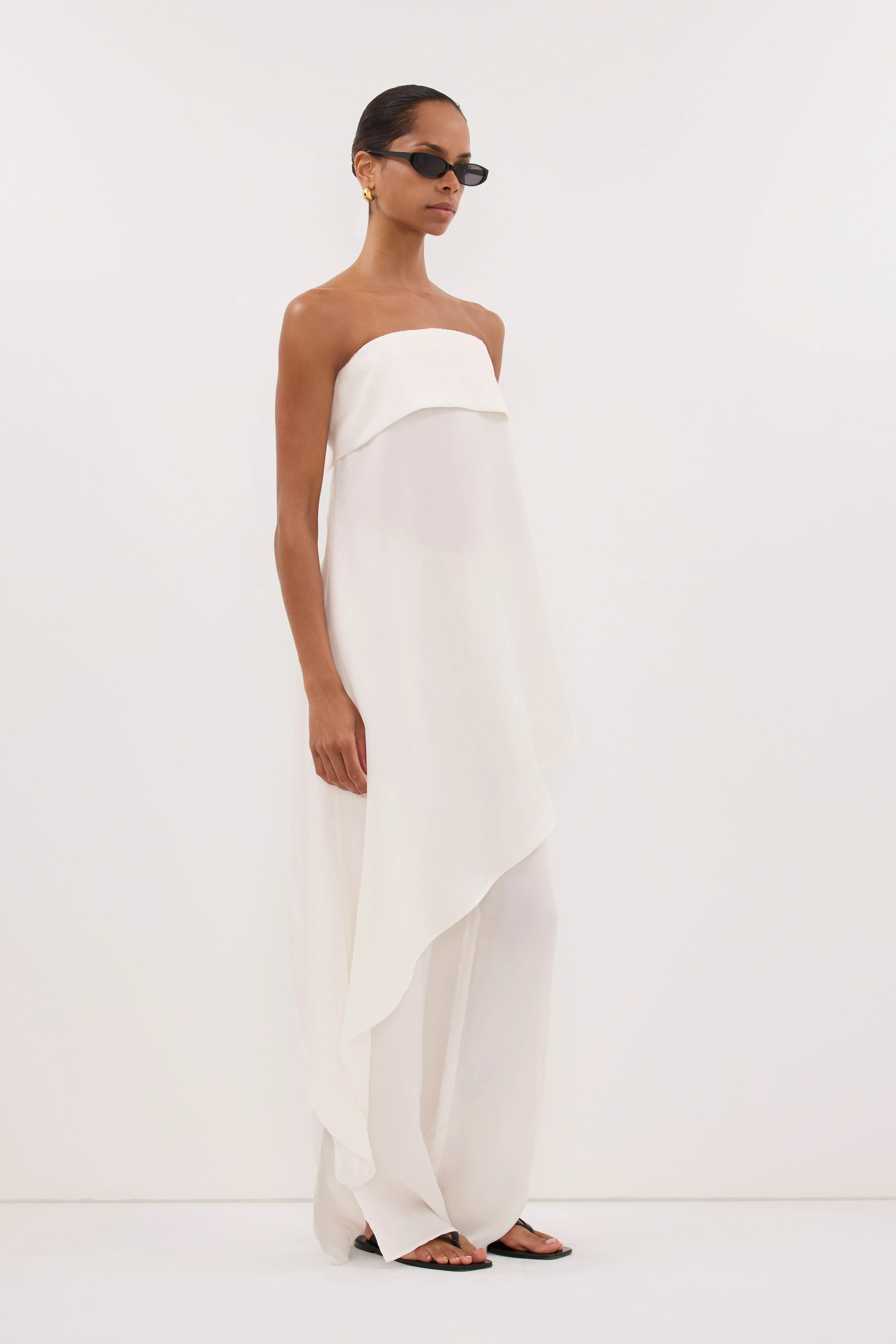 XENA WHITE CUPRO SIDE SPLIT PANT - Image 3