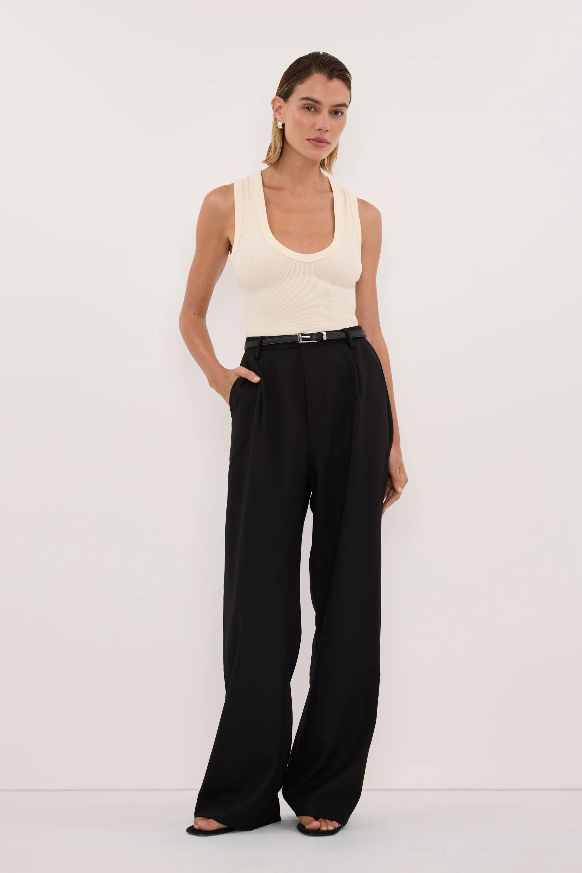 YASMIN SANDSTONE SLEEVELESS KNIT TANK