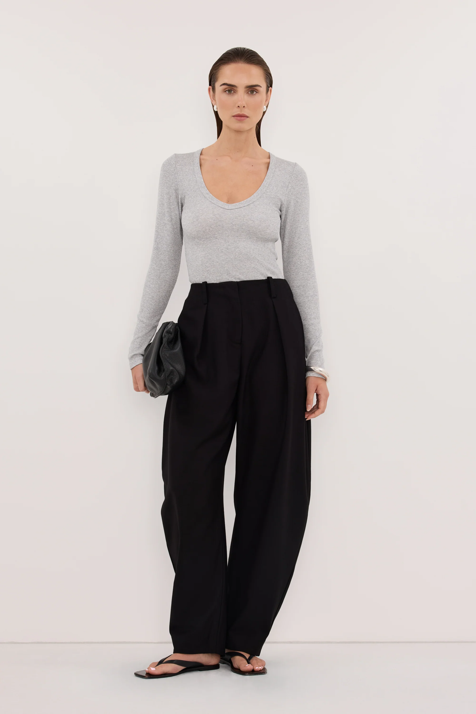 YASMIN SILVER MARLE LONG SLEEVE TOP