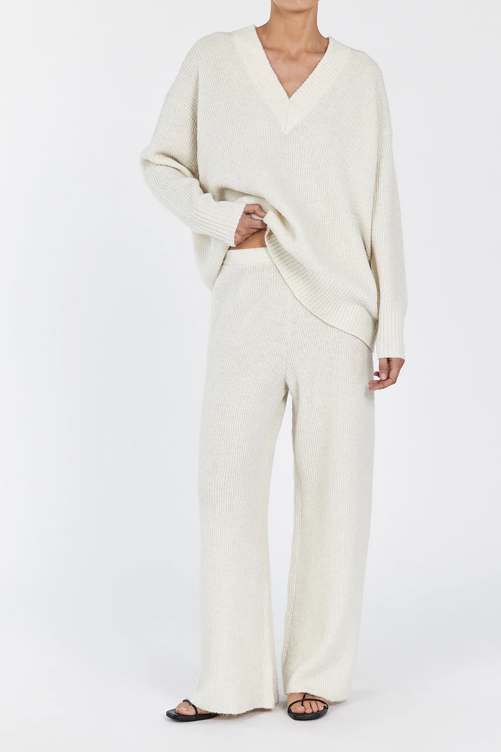 ZELIE CREAM MARLE KNIT PANT - Image 2
